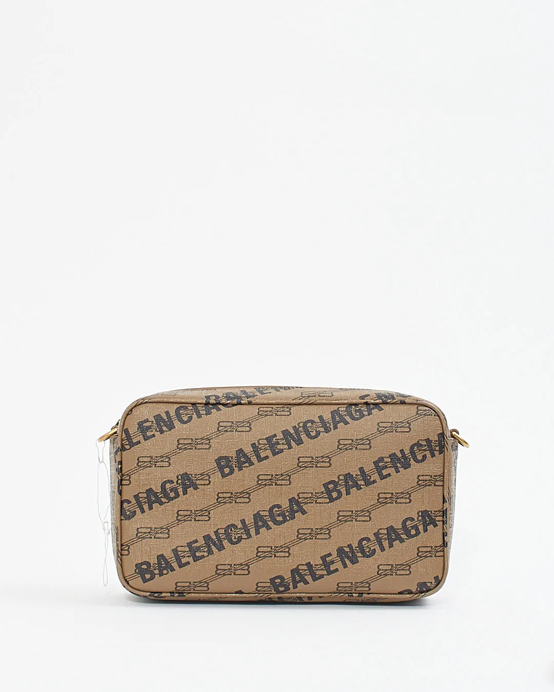 Balenciaga Brown Logo-Print Coated Canvas Camera Bag