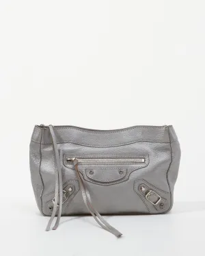 Balenciaga Silver Leather City Porte Toilette Zippy Clutch/Pouch