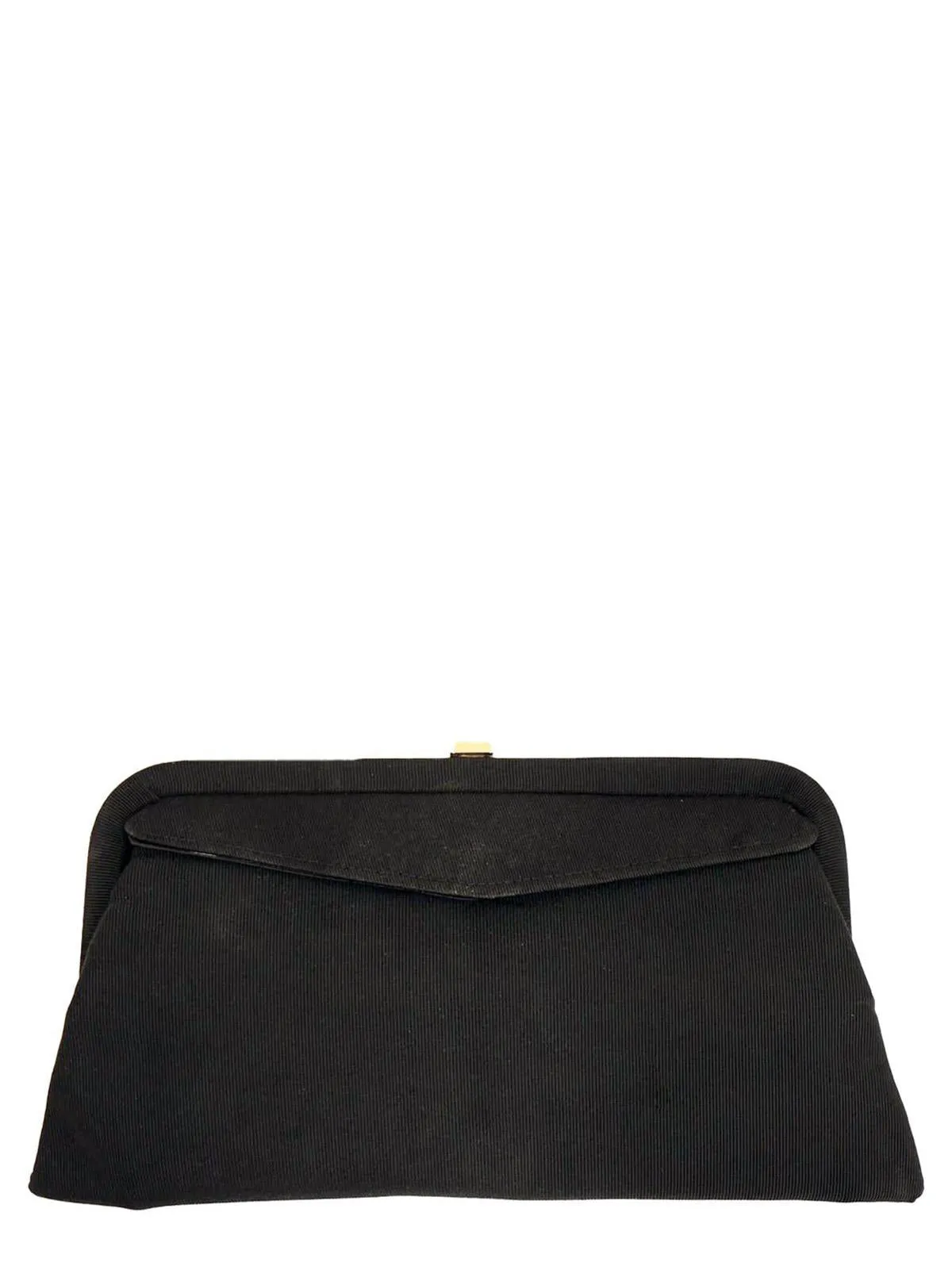 Black Grosgrain Vintage Frame Clutch Bag