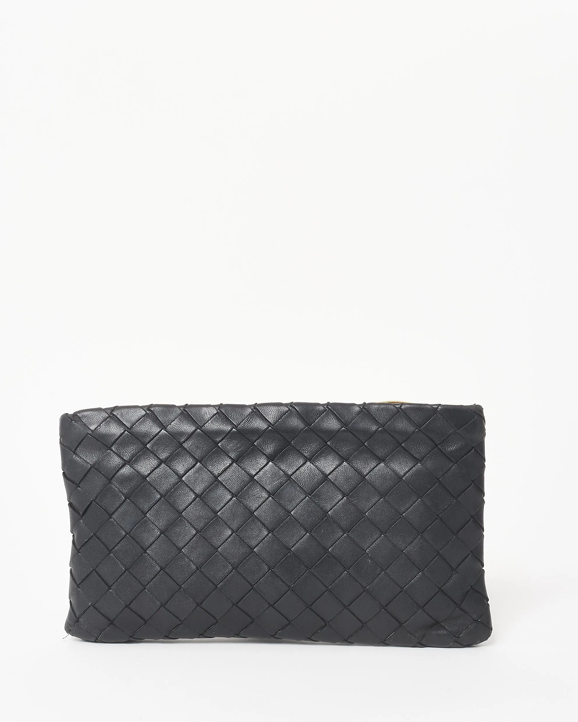 Bottega Veneta Black Intrecciato Leather Clutch