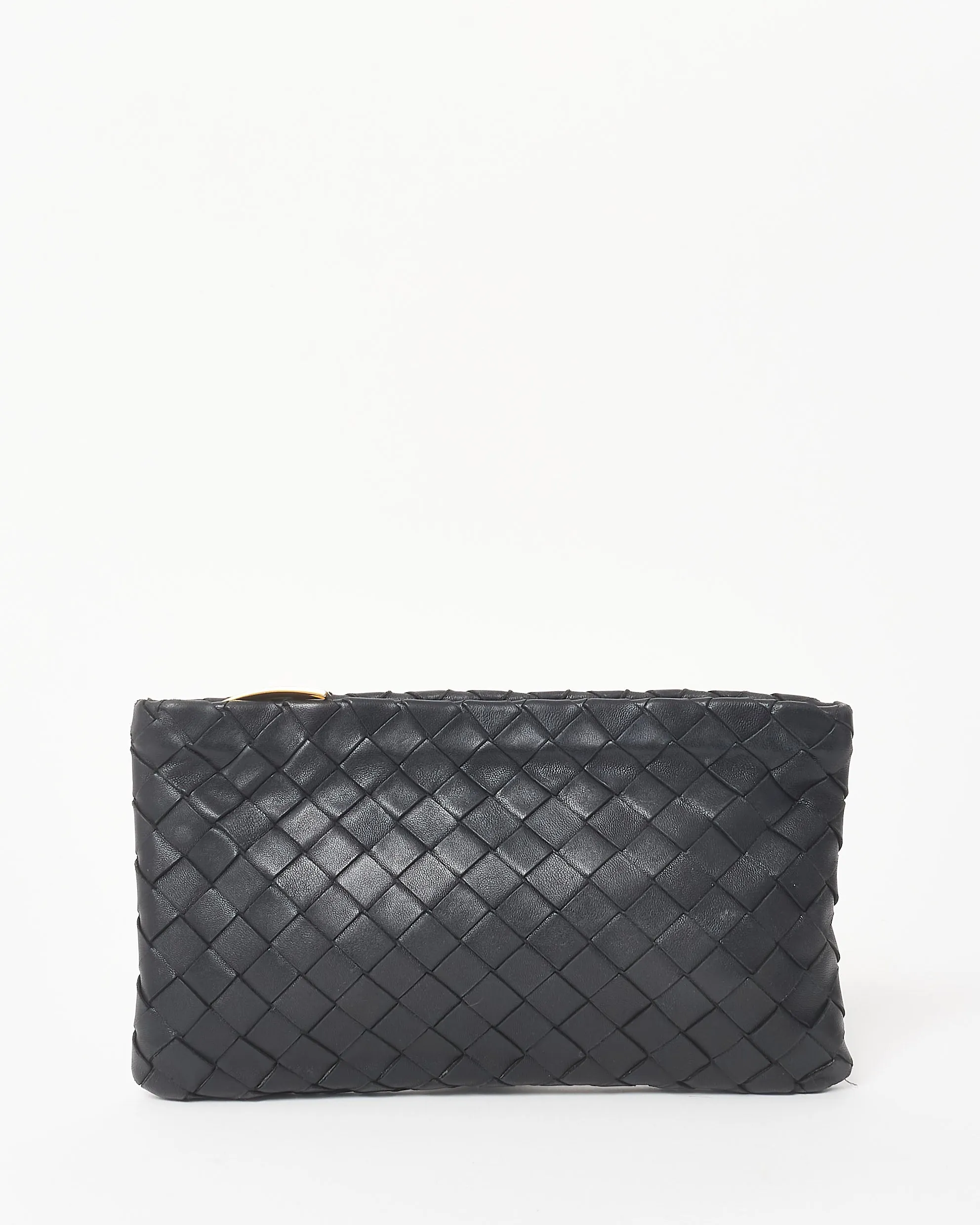 Bottega Veneta Black Intrecciato Leather Clutch