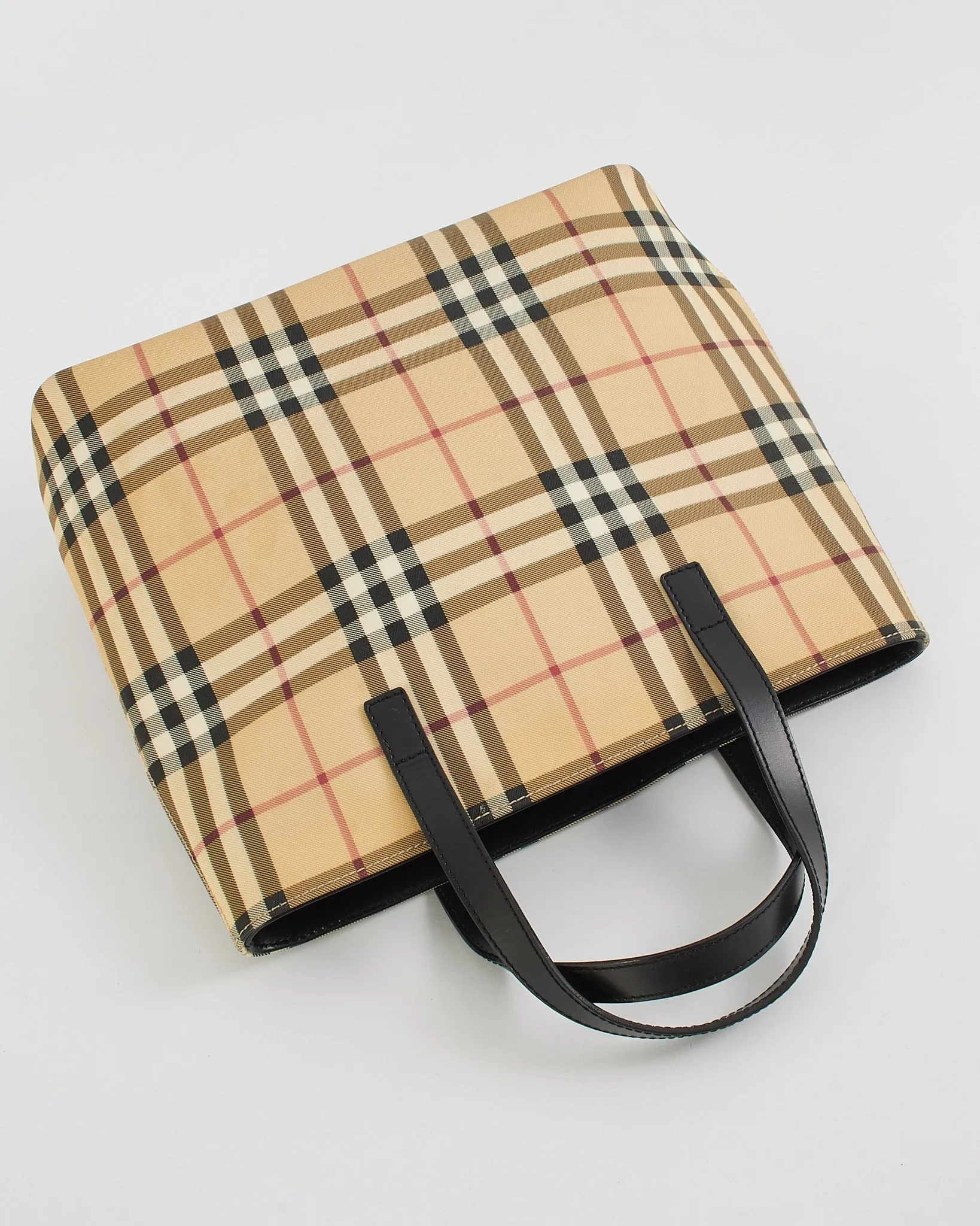 Burberry Beige Canvas Nova Check Tote Bag