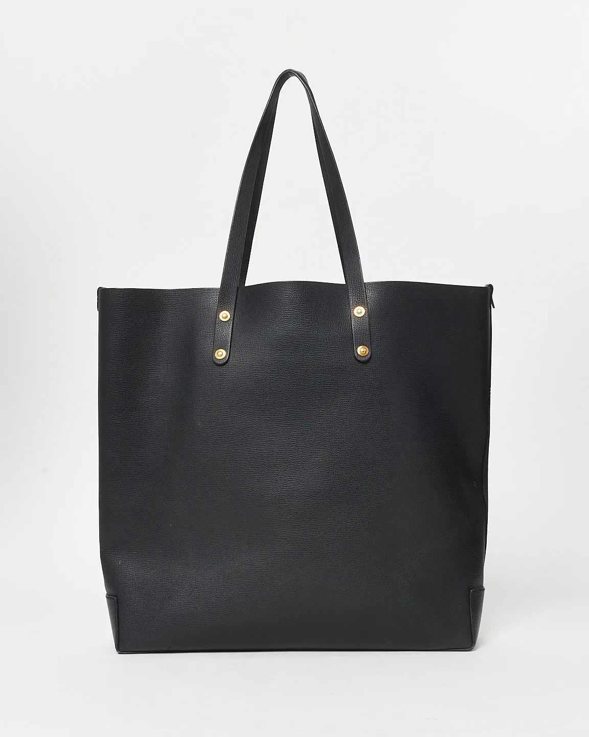 Burberry Black Leather Calfskin Crest Embossed Large Tote Bag