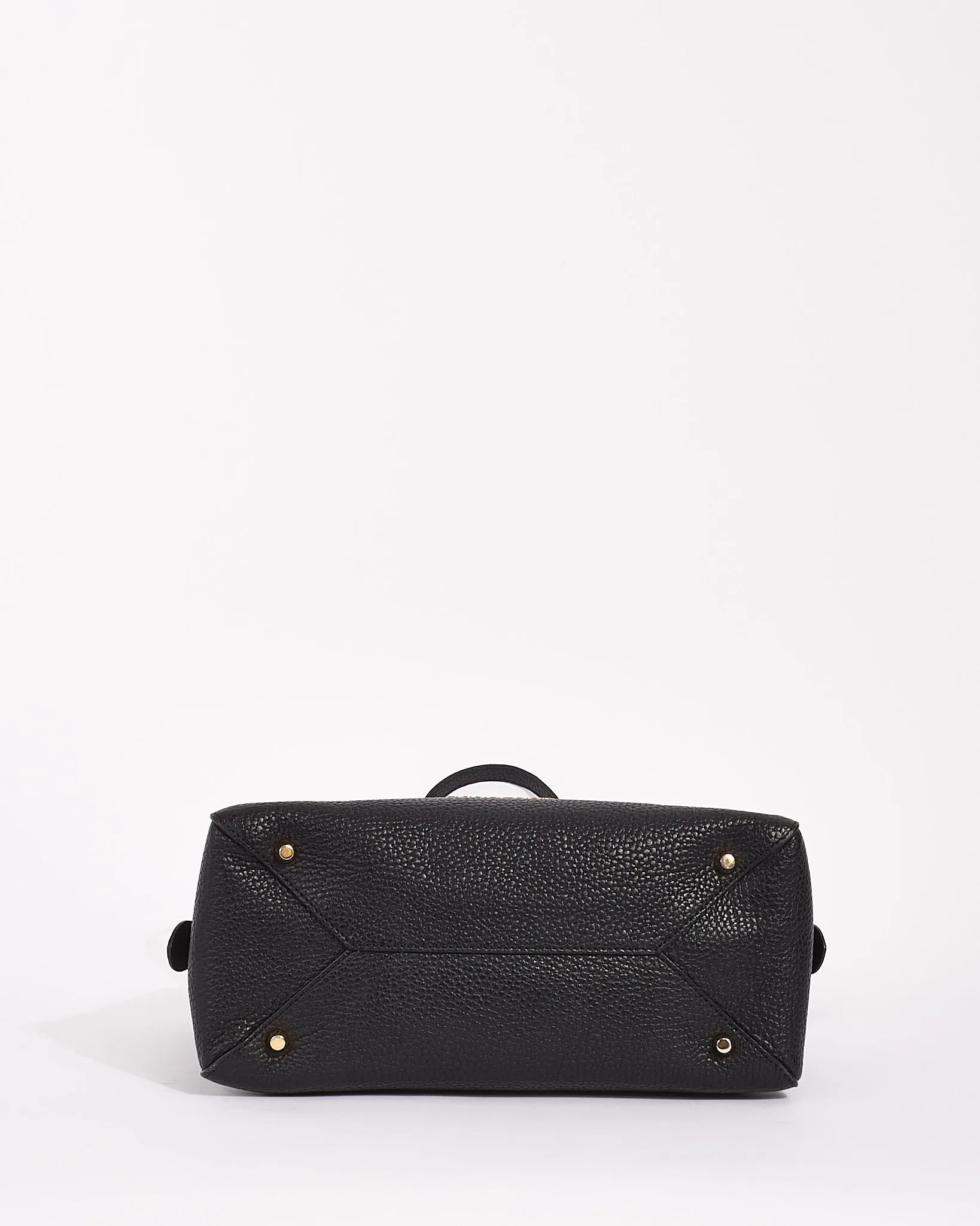 Burberry Black Pebbled Leather Greenwood Satchel with Strap