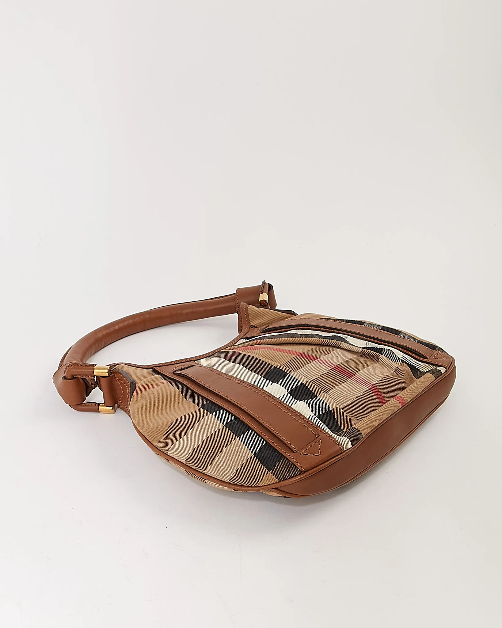 Burberry Brown Canvas Nova Check Shoulder Bag