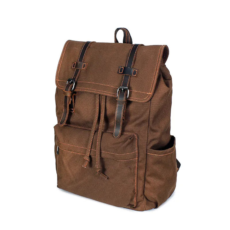 Canvas With Leather Travel Backpack Canvas And Full Grain Leather Rucksack Canvas Laptop Backpack YS138