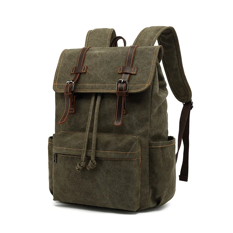 Canvas With Leather Travel Backpack Canvas And Full Grain Leather Rucksack Canvas Laptop Backpack YS138