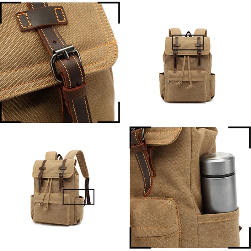 Canvas With Leather Travel Backpack Canvas And Full Grain Leather Rucksack Canvas Laptop Backpack YS138