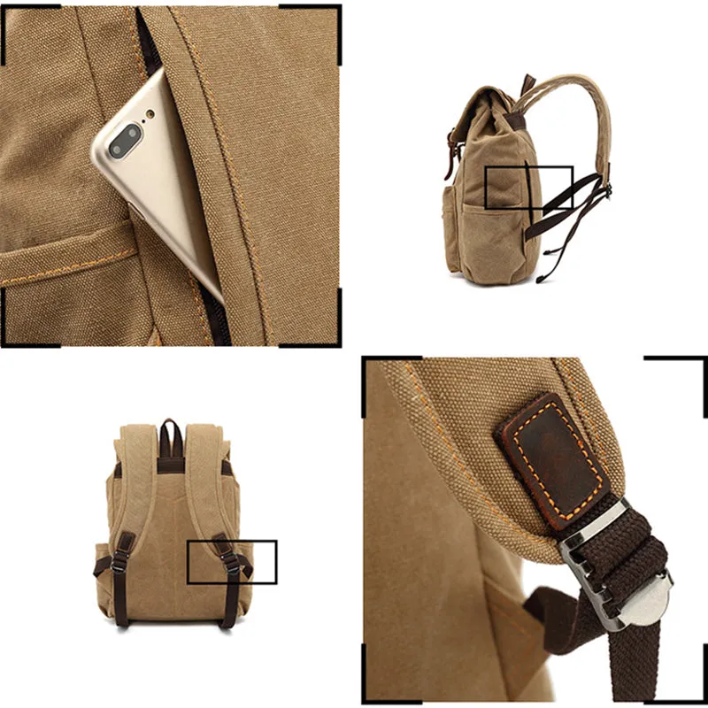 Canvas With Leather Travel Backpack Canvas And Full Grain Leather Rucksack Canvas Laptop Backpack YS138