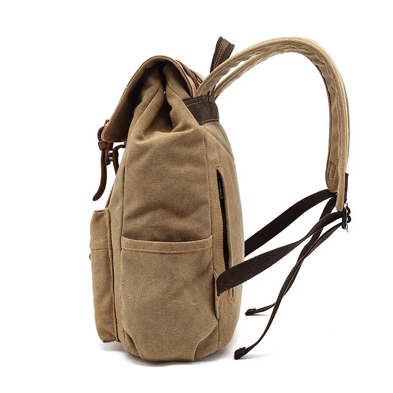 Canvas With Leather Travel Backpack Canvas And Full Grain Leather Rucksack Canvas Laptop Backpack YS138