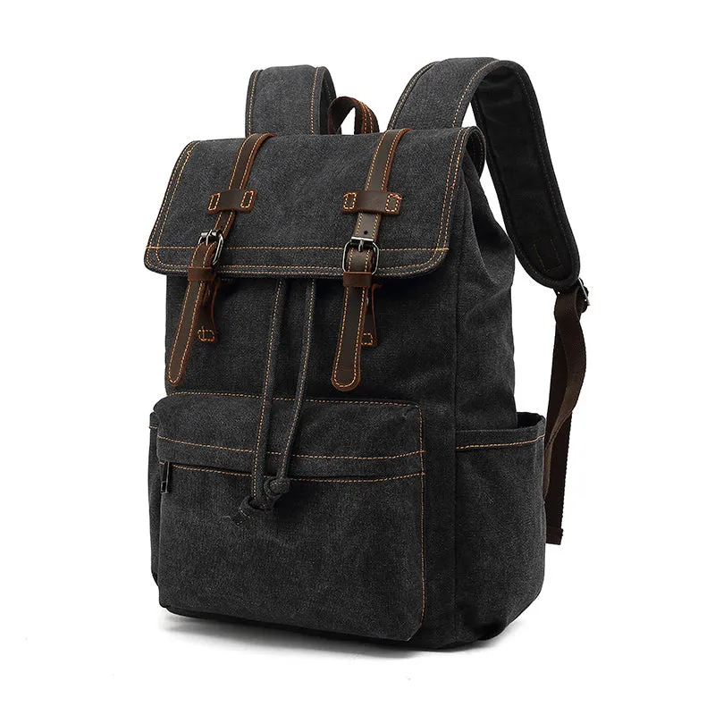 Canvas With Leather Travel Backpack Canvas And Full Grain Leather Rucksack Canvas Laptop Backpack YS138