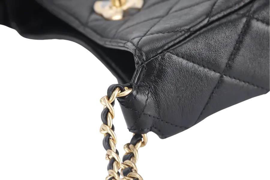 CHANEL 22P HOBO BAG (K63xxxx) BLACK SMALL LAMBSKIN GOLD HARDWARE WITH DUST COVER AND BOX