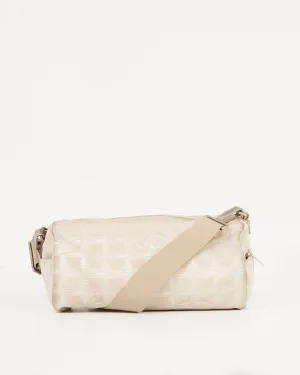 Chanel Beige Canvas New Line Travel Cylinder Duffle Shoulder Bag