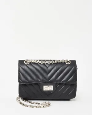 Chanel Black Aged Calfskin Chevron Quilted 2.55 Reissue Mini Flap Bag SHW