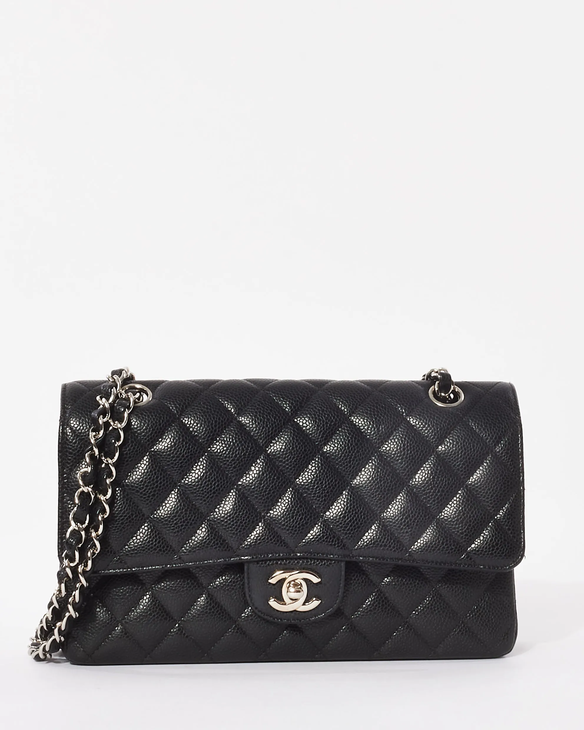 Chanel Black Caviar Leather Classic Medium Double Flap Bag SHW