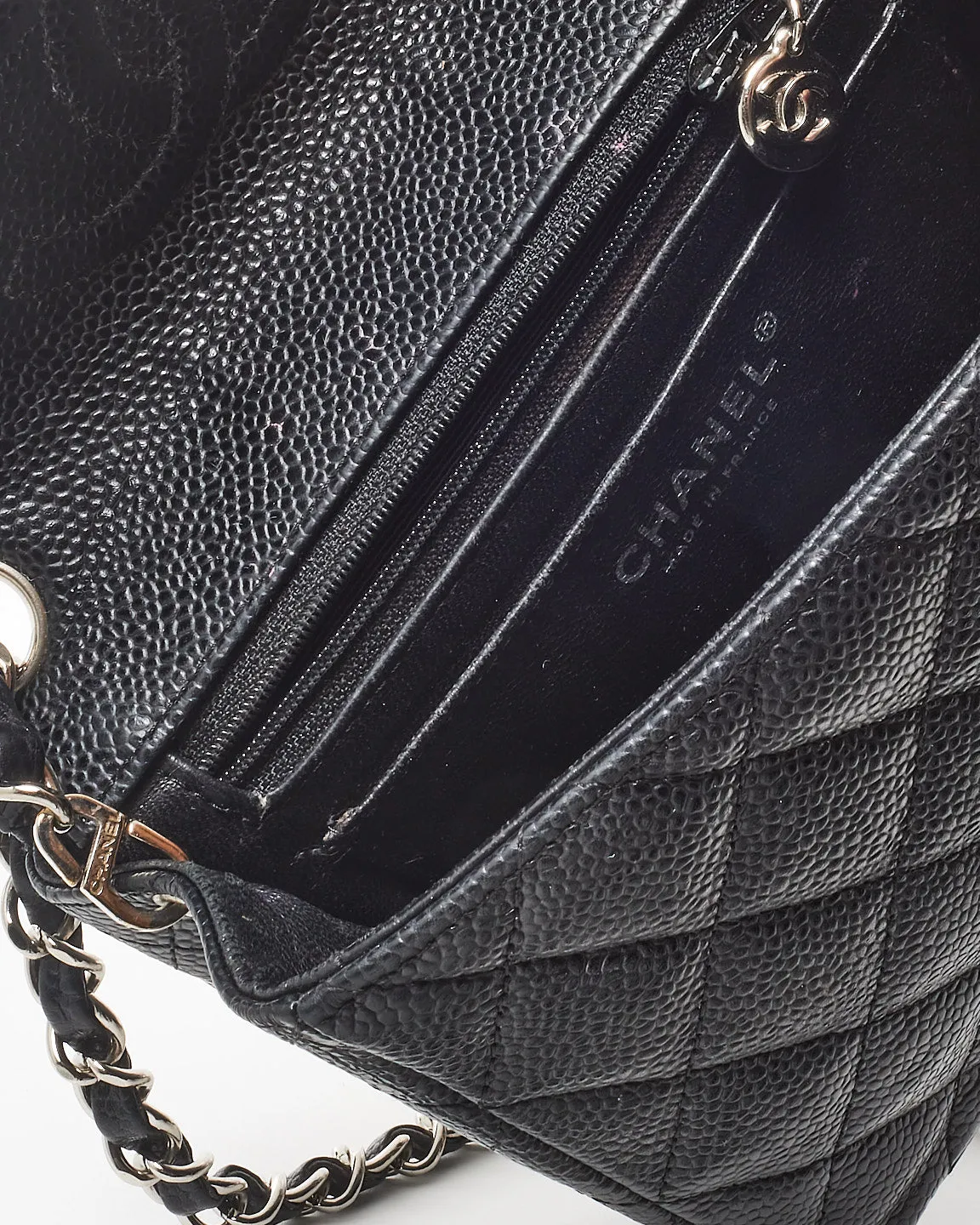 Chanel Black Caviar Leather Mini Square Flap SHW