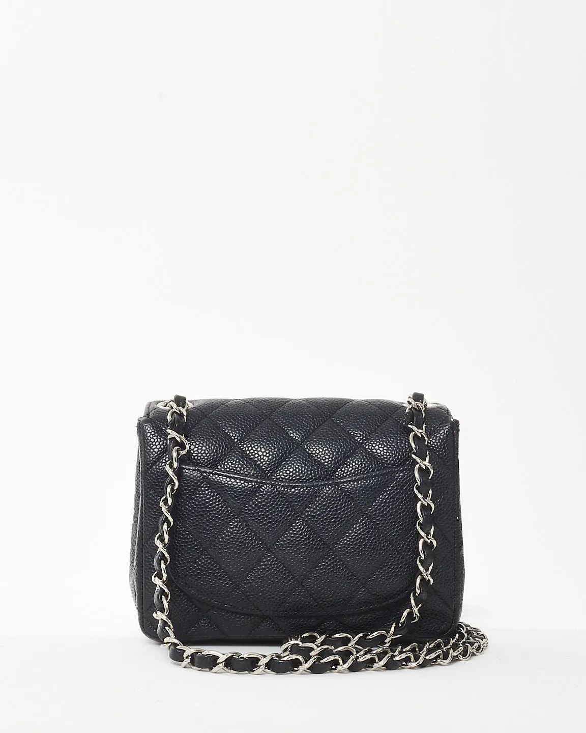 Chanel Black Caviar Leather Mini Square Flap SHW