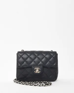 Chanel Black Caviar Leather Mini Square Flap SHW