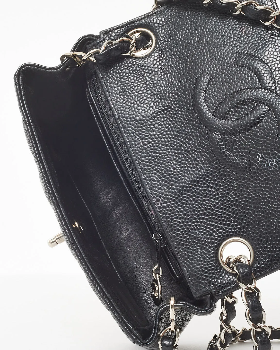 Chanel Black Caviar Leather Mini Square Flap SHW