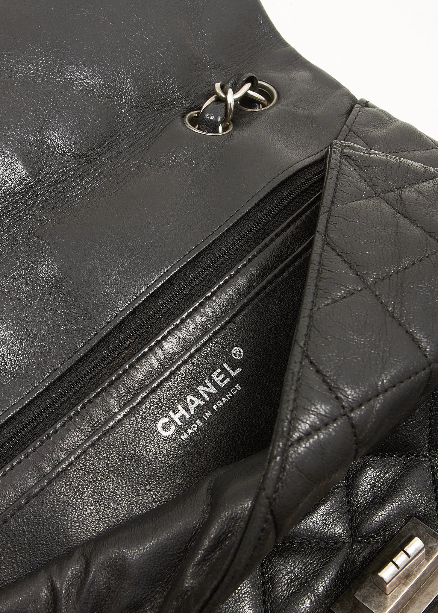 Chanel Black Lambskin Leather Quilted Reissue Jumbo Single Flap Bag