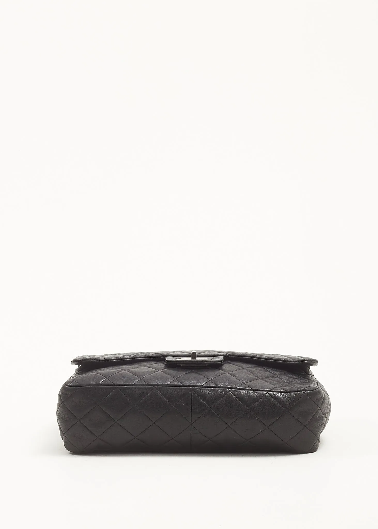 Chanel Black Lambskin Leather Quilted Reissue Jumbo Single Flap Bag