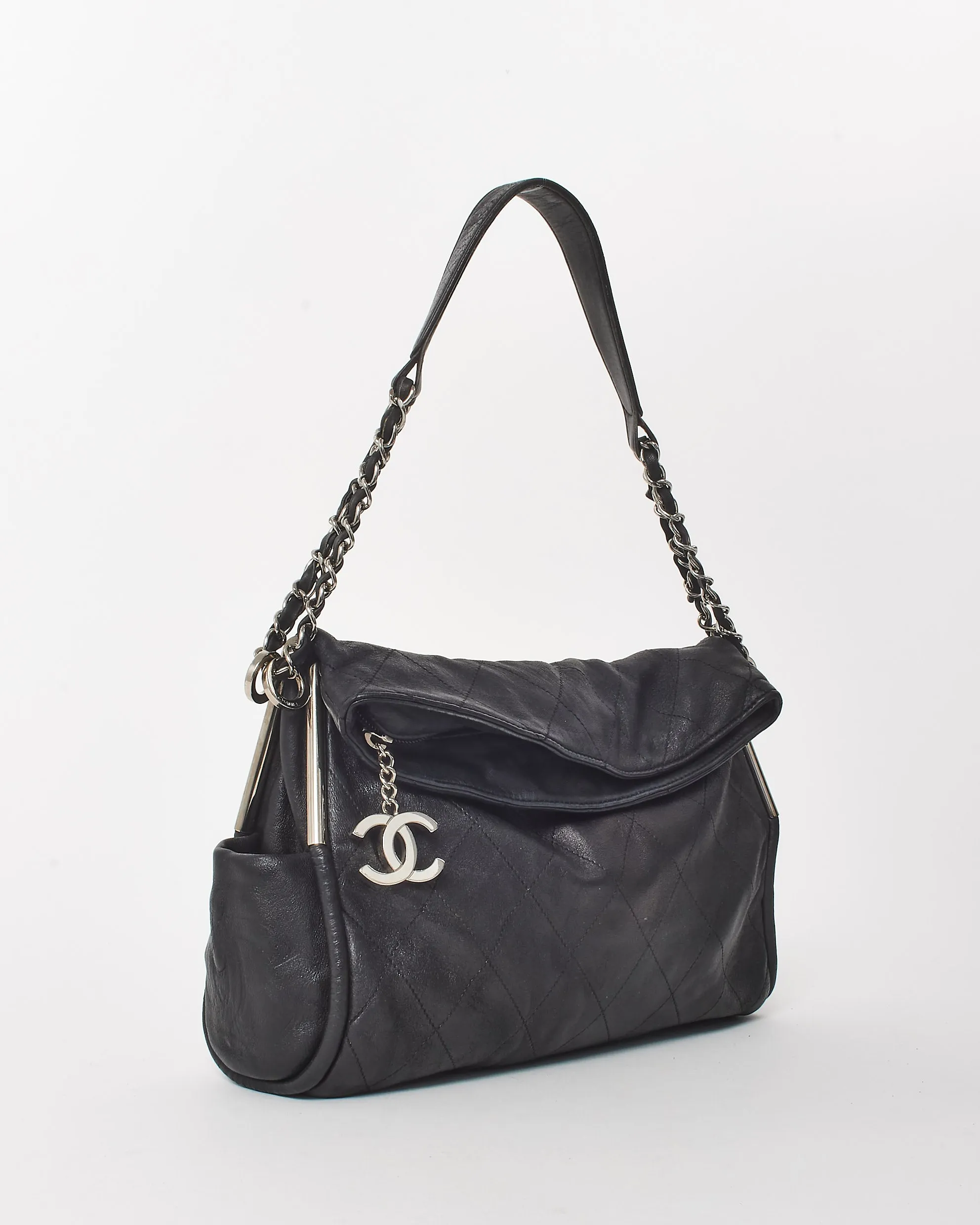 Chanel Black Leather Ultimate Soft Small Hobo Handbag