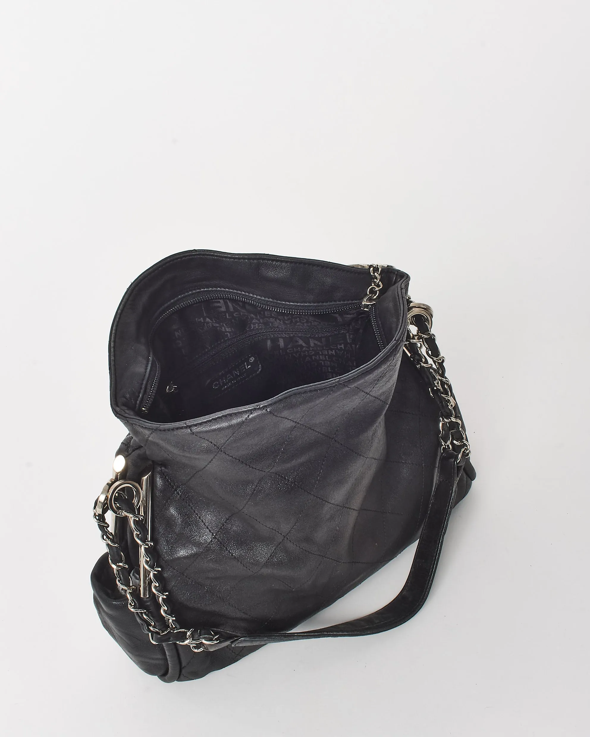 Chanel Black Leather Ultimate Soft Small Hobo Handbag