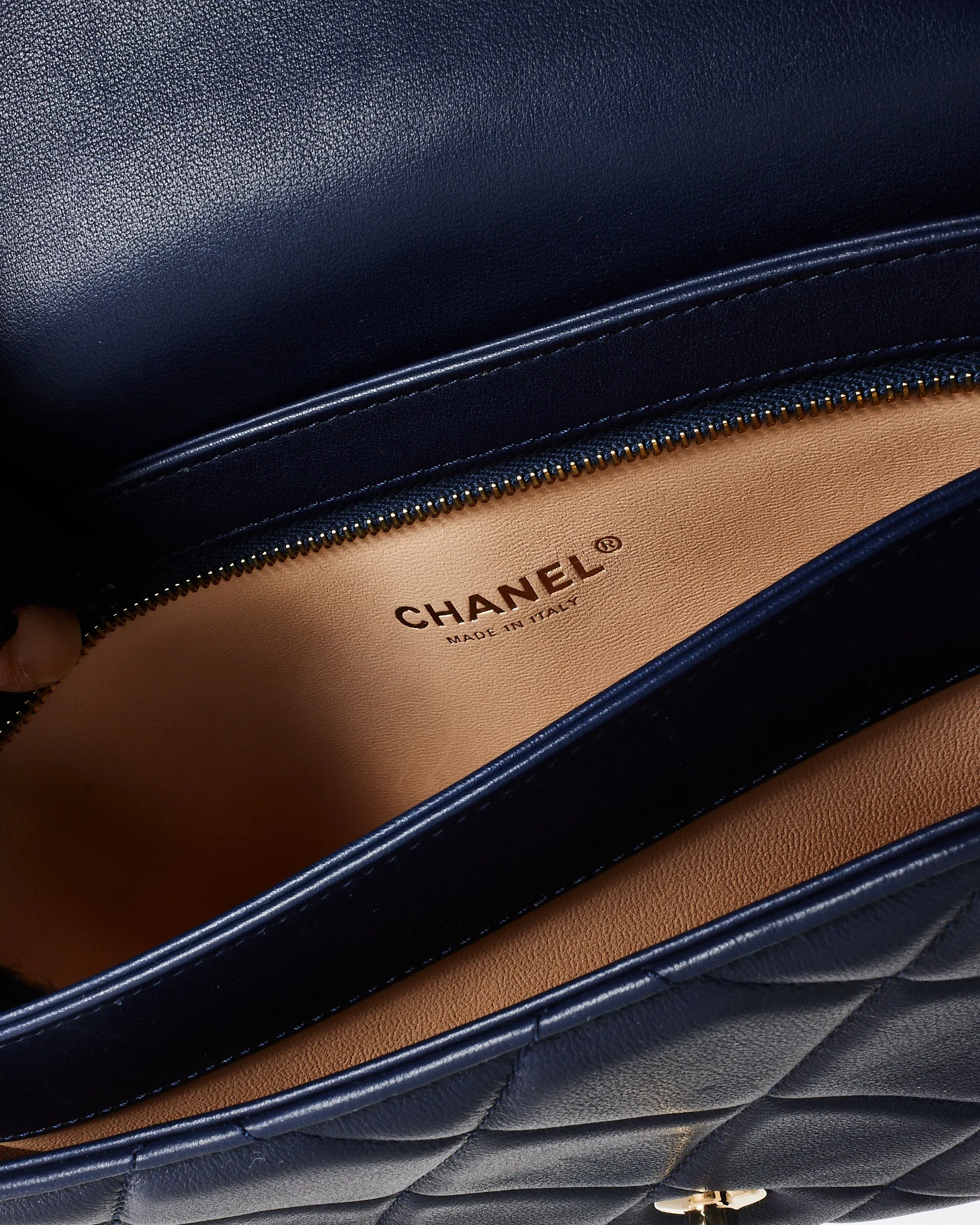 Chanel Navy Blue Lambskin Leather CPHW Seasonal Flap Bag