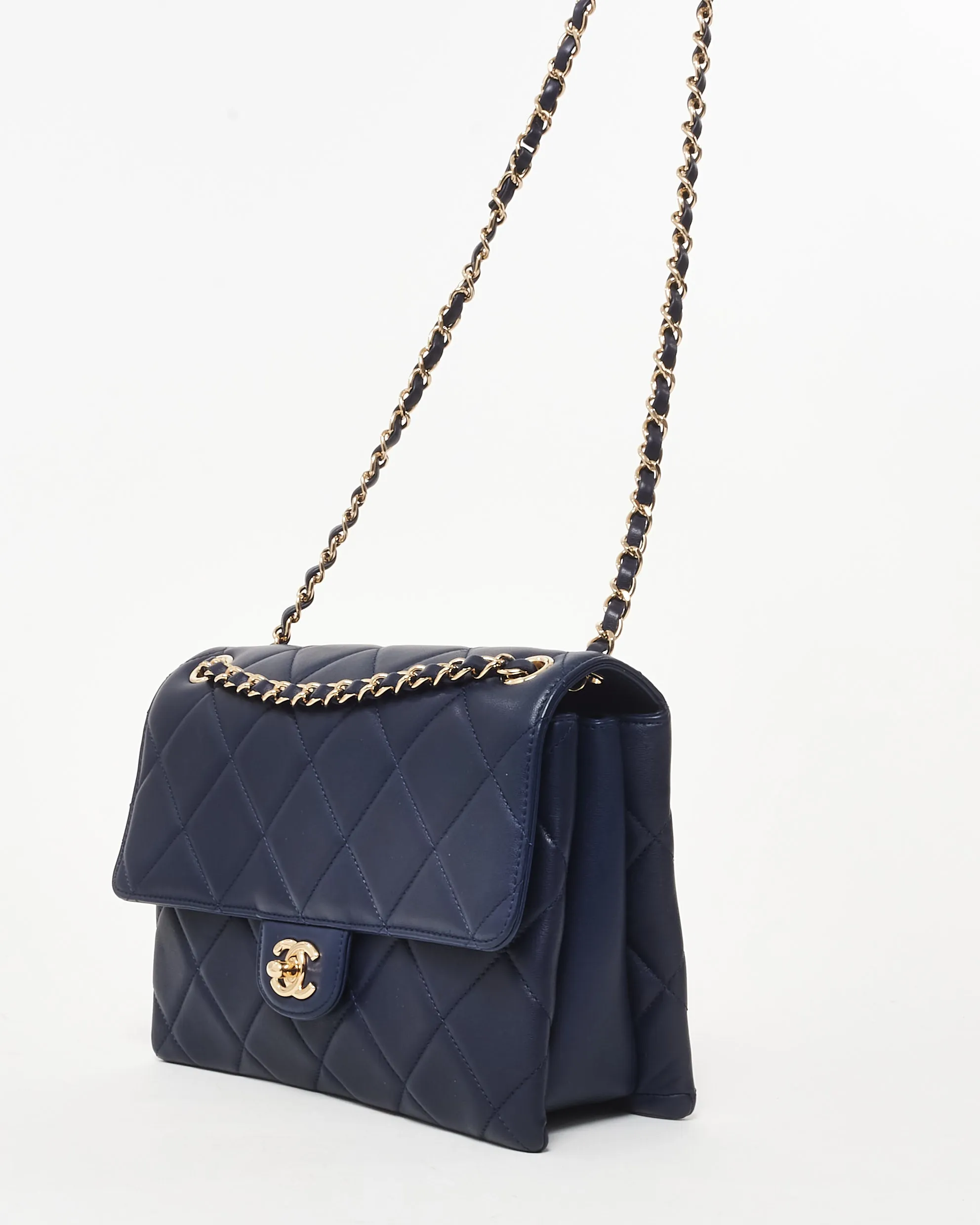 Chanel Navy Blue Lambskin Leather CPHW Seasonal Flap Bag