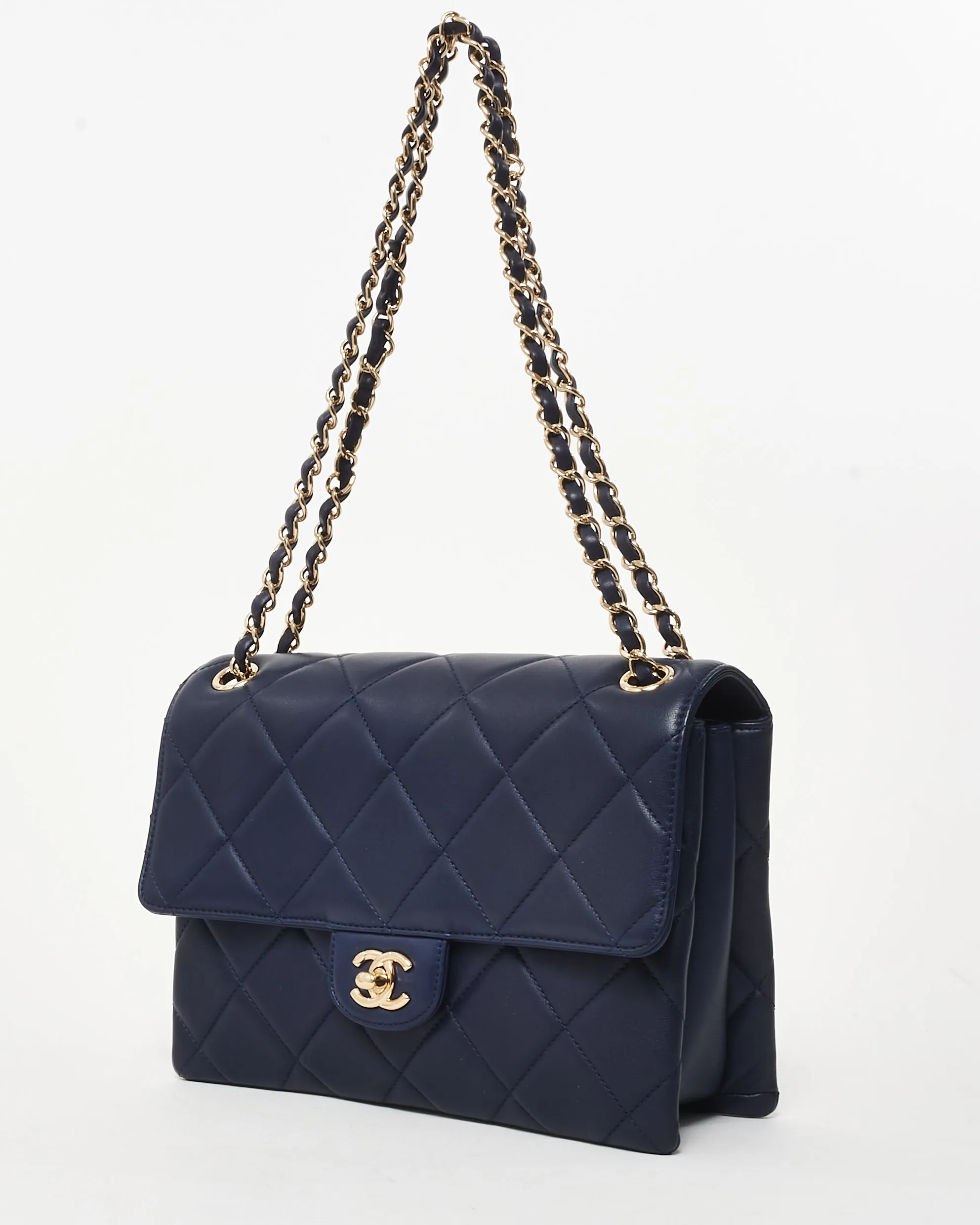 Chanel Navy Blue Lambskin Leather CPHW Seasonal Flap Bag