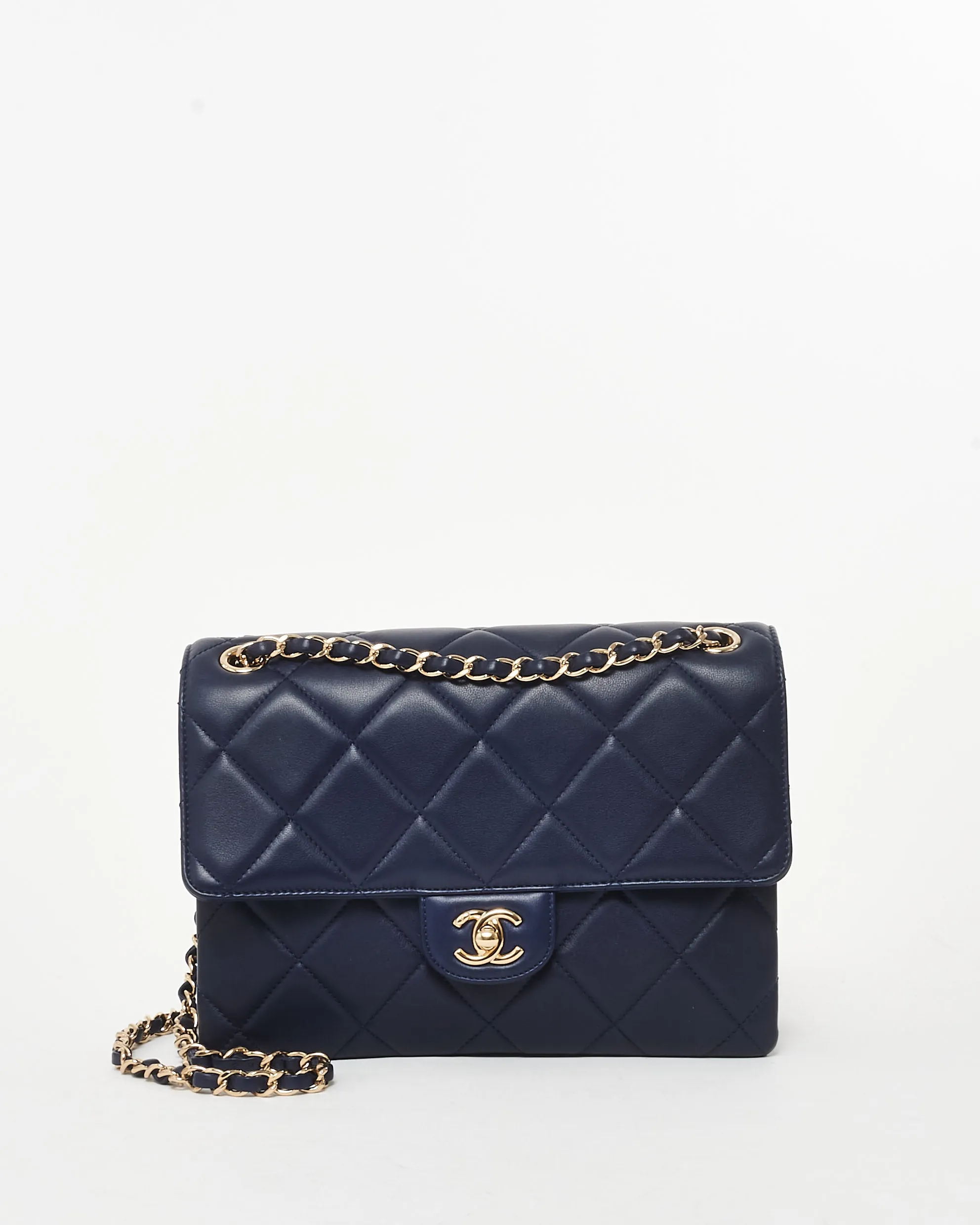 Chanel Navy Blue Lambskin Leather CPHW Seasonal Flap Bag