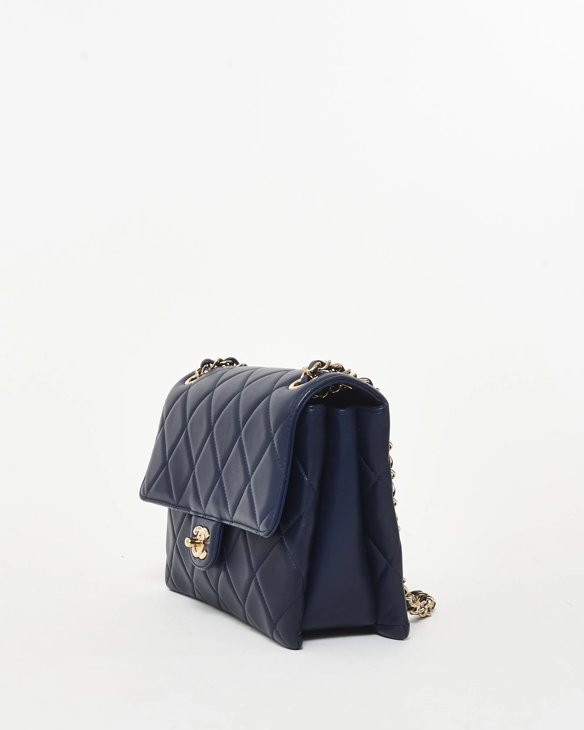 Chanel Navy Blue Lambskin Leather CPHW Seasonal Flap Bag