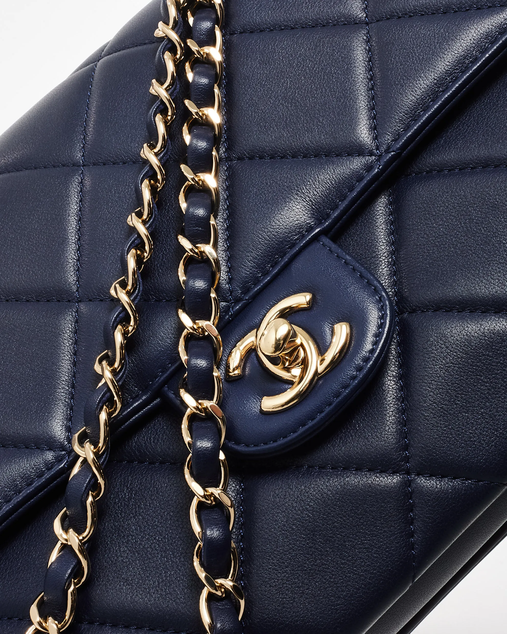 Chanel Navy Blue Lambskin Leather CPHW Seasonal Flap Bag