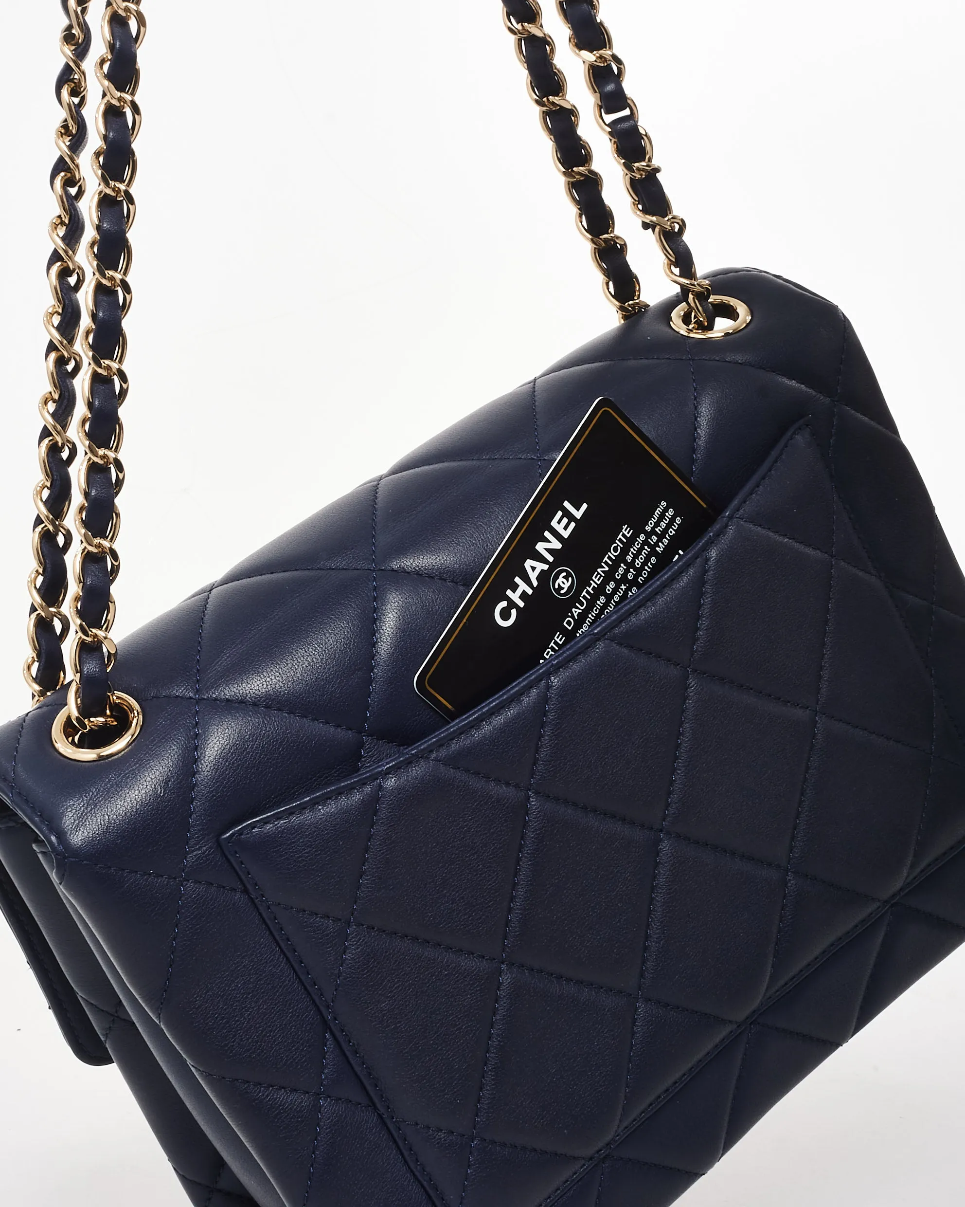 Chanel Navy Blue Lambskin Leather CPHW Seasonal Flap Bag