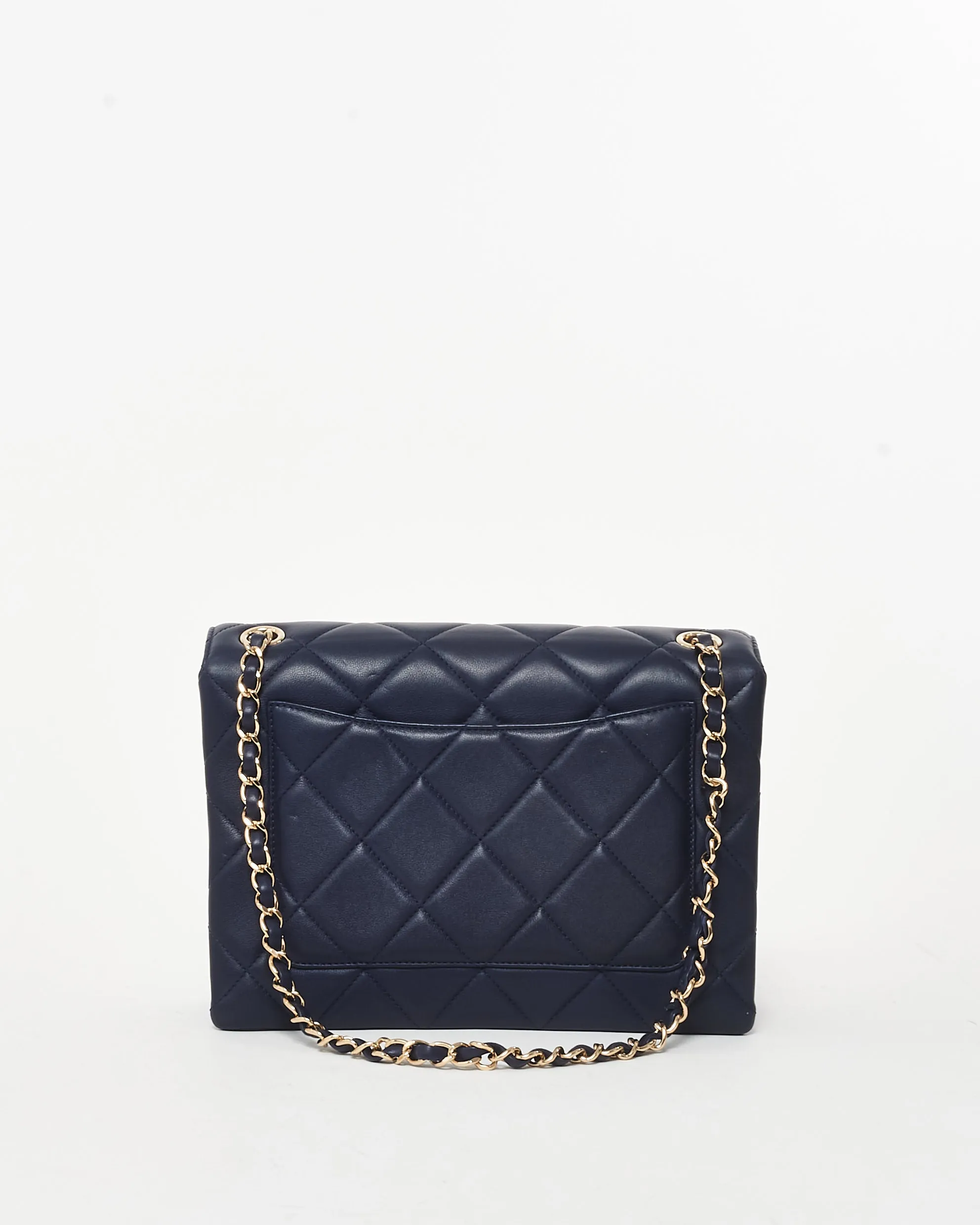 Chanel Navy Blue Lambskin Leather CPHW Seasonal Flap Bag