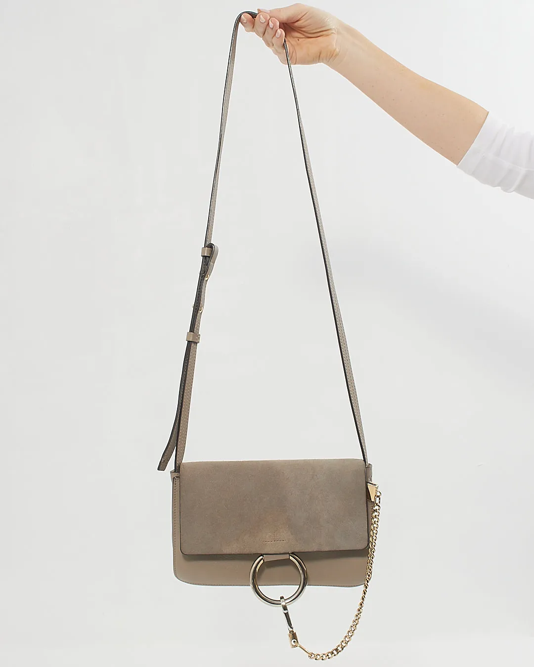 Chloé Motty Grey Leather Small Faye Shoulder Bag