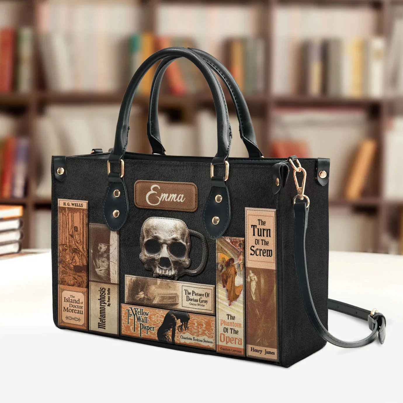 Christianartbag Novel Bags, Personalized Leather Handbags for Literary Enthusiasts, Horror Leather Handbag, CABHN08281223.