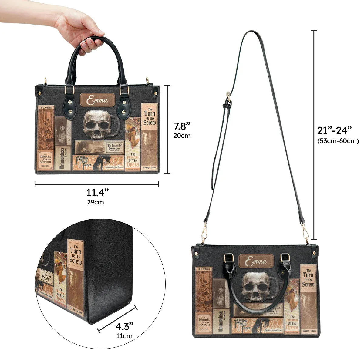 Christianartbag Novel Bags, Personalized Leather Handbags for Literary Enthusiasts, Horror Leather Handbag, CABHN08281223.