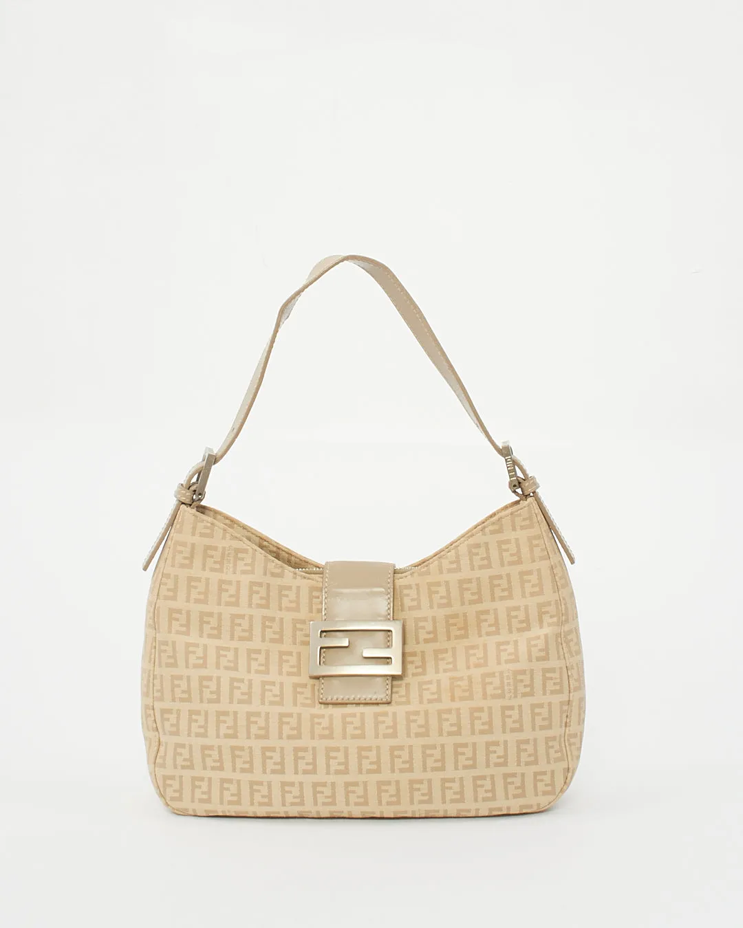 Fendi Beige Zucchino Print Canvas Small Hobo Shoulder Bag