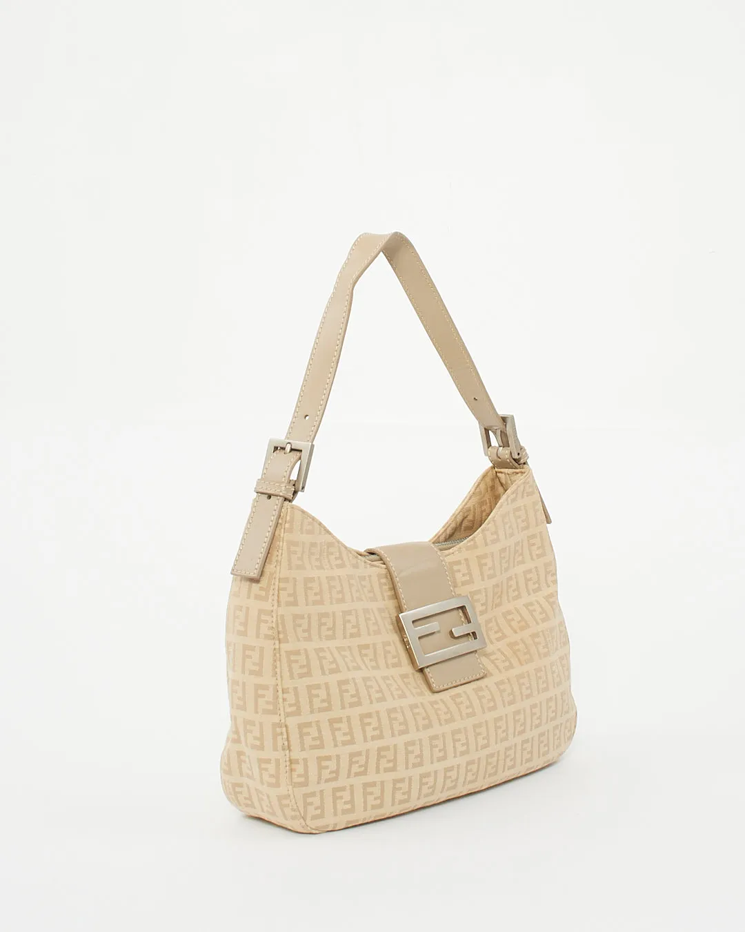 Fendi Beige Zucchino Print Canvas Small Hobo Shoulder Bag