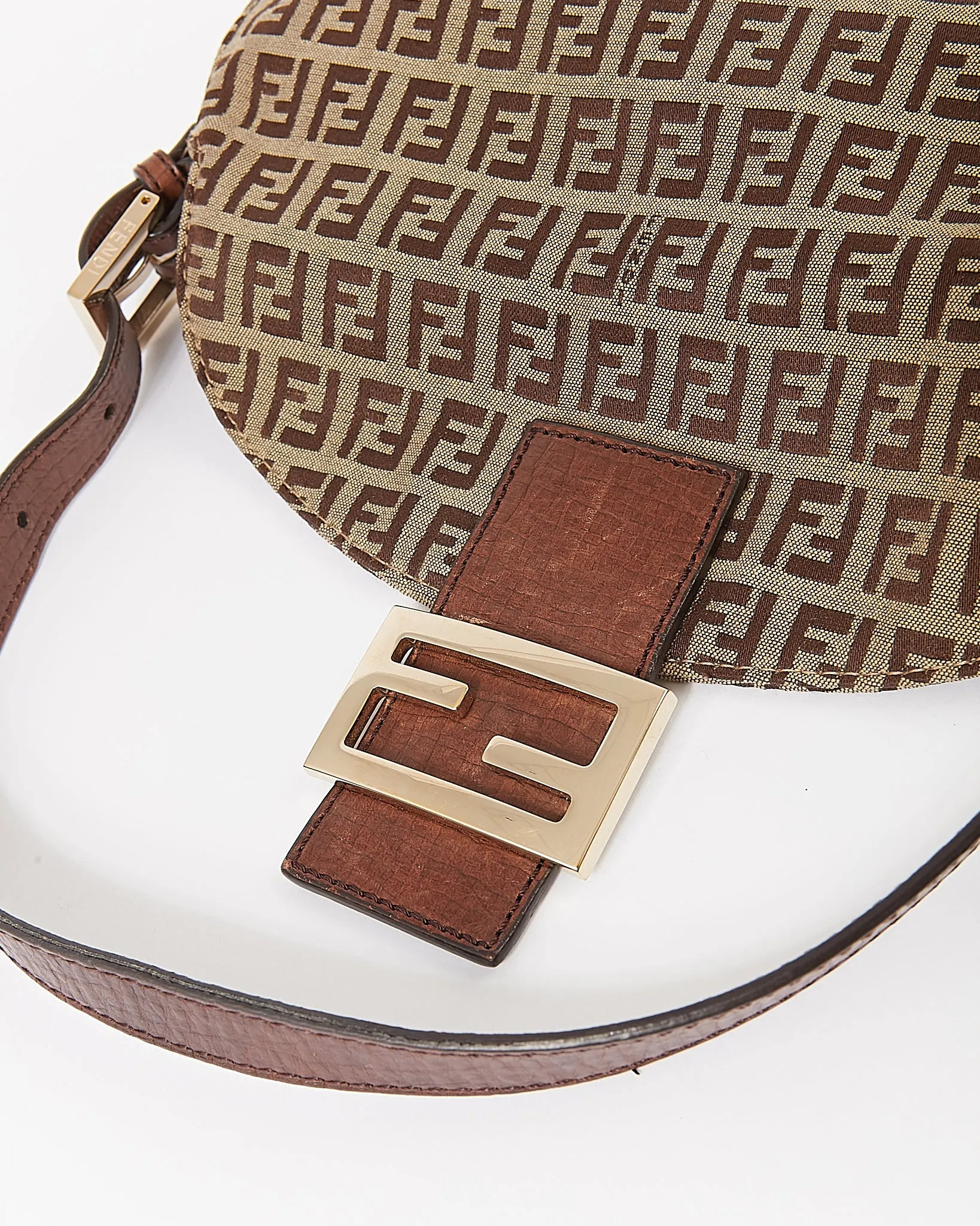 Fendi Brown Zucchino Canvas Logo Shoulder Bag