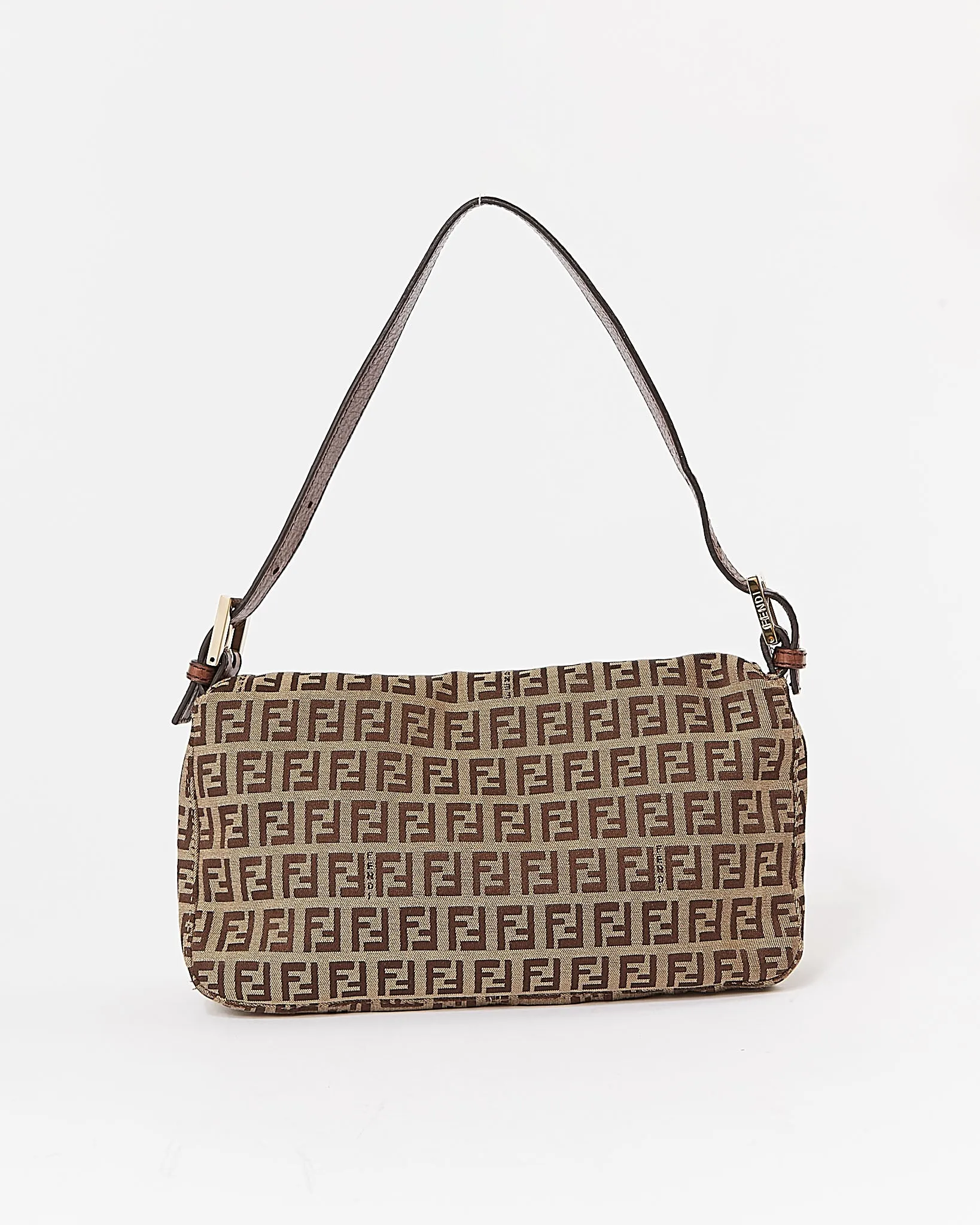 Fendi Brown Zucchino Canvas Logo Shoulder Bag