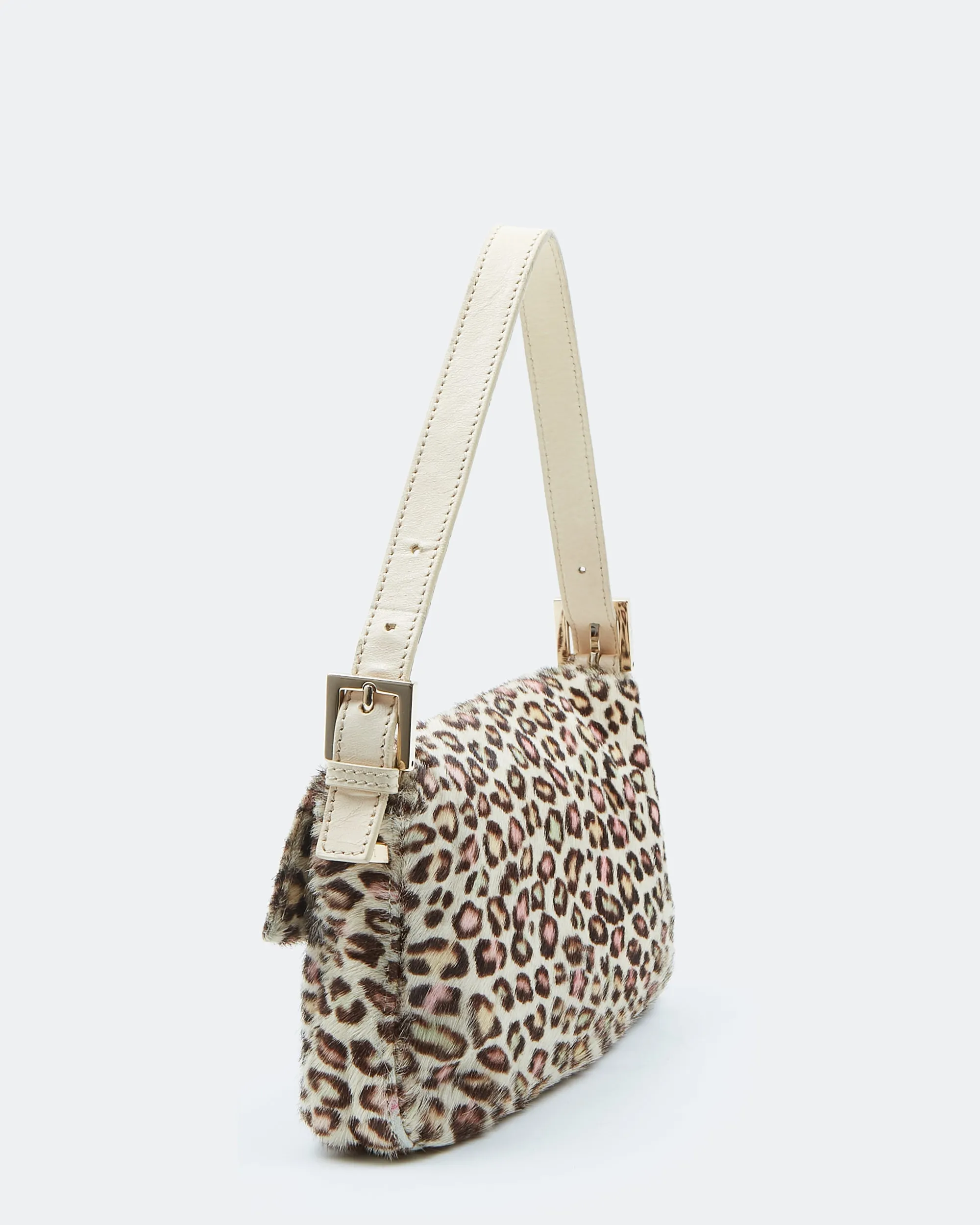 Fendi Multicolor Leopard Pony Hair Baguette Shoulder Bag