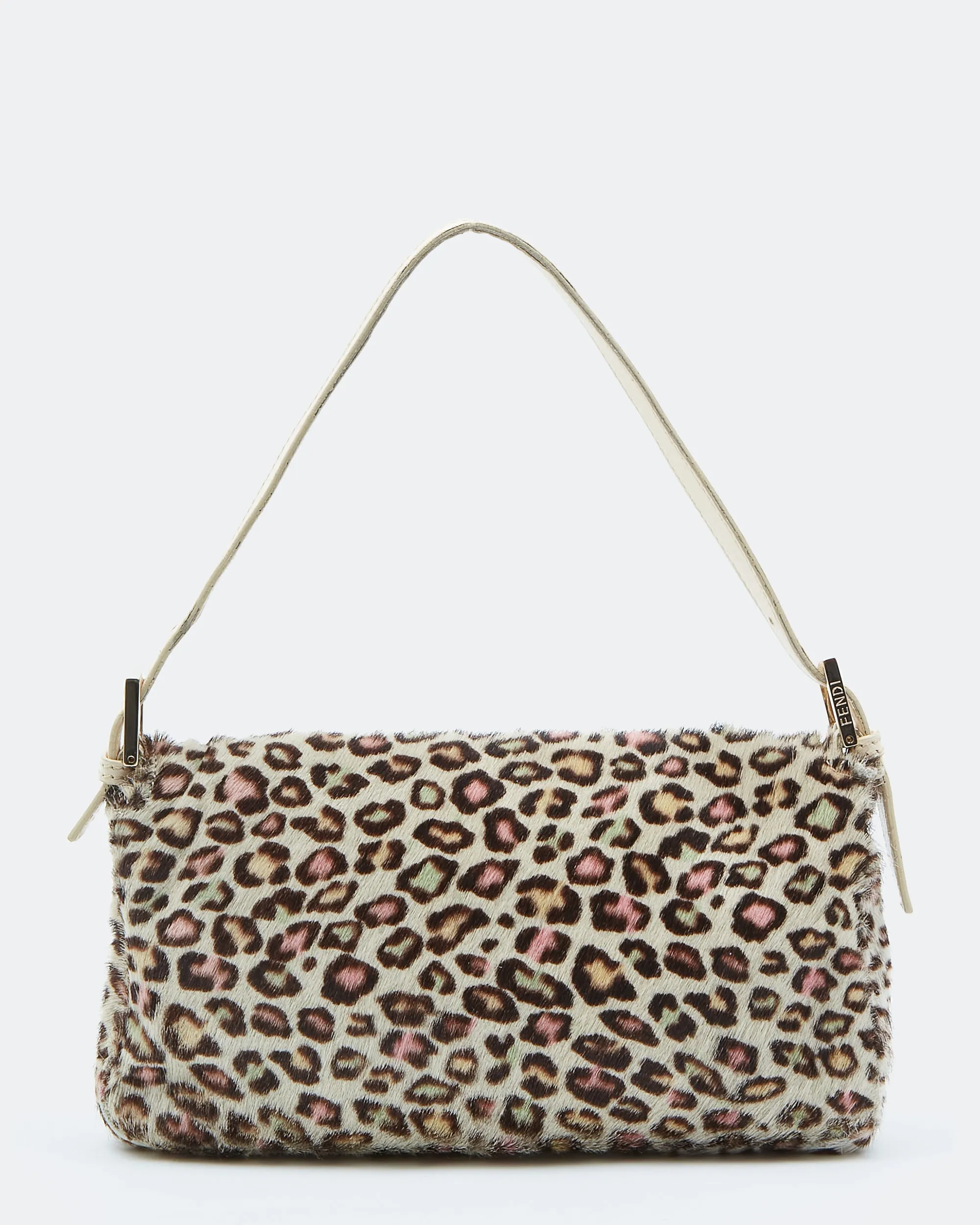 Fendi Multicolor Leopard Pony Hair Baguette Shoulder Bag