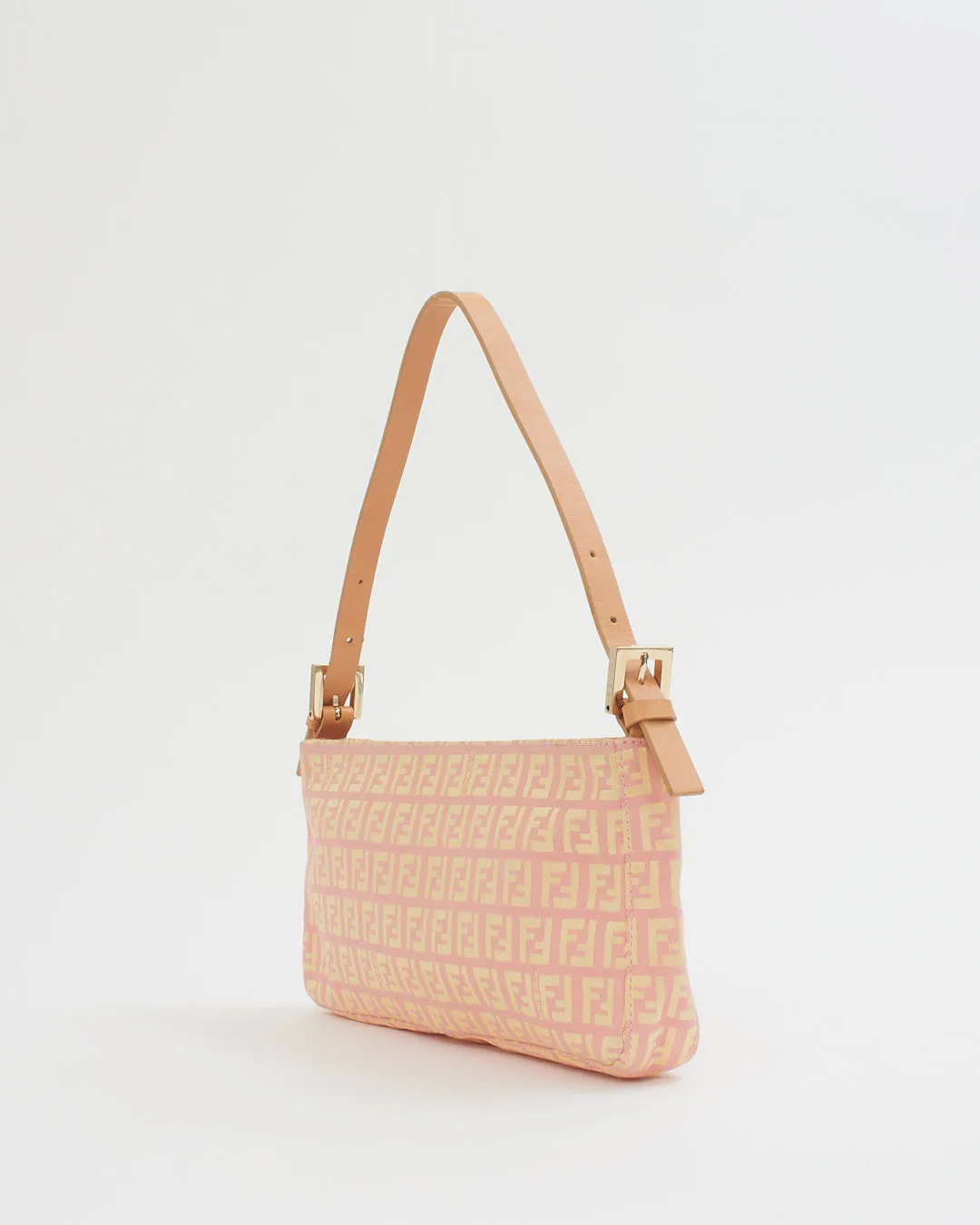 Fendi Pink/Cream Zucchino Print Shoulder Bag