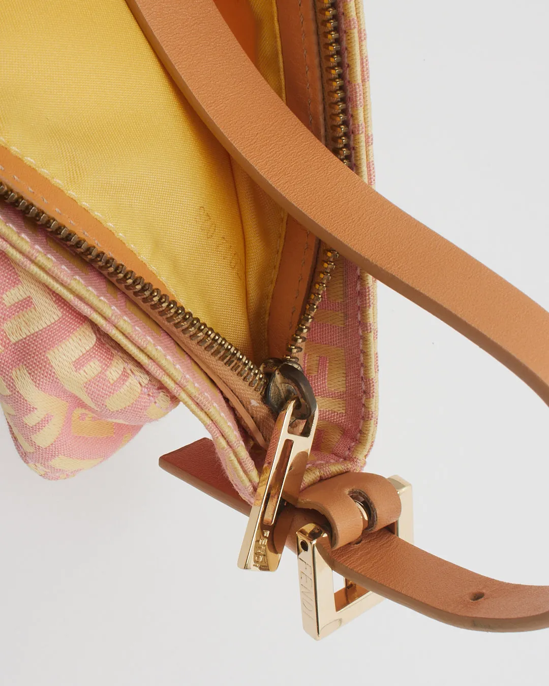 Fendi Pink/Cream Zucchino Print Shoulder Bag