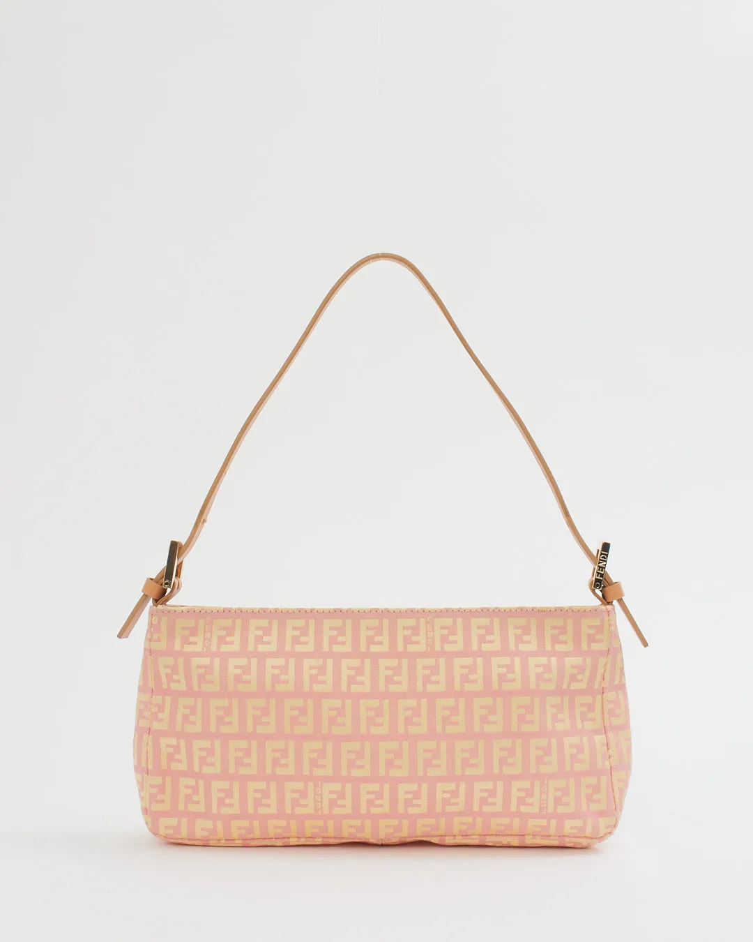 Fendi Pink/Cream Zucchino Print Shoulder Bag