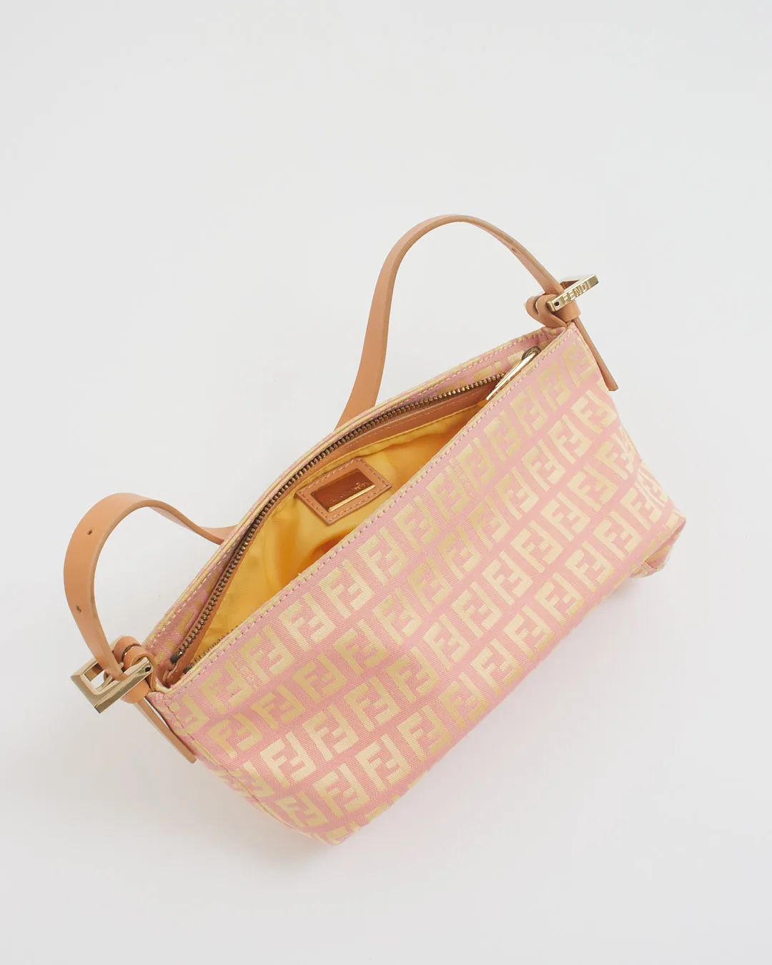 Fendi Pink/Cream Zucchino Print Shoulder Bag