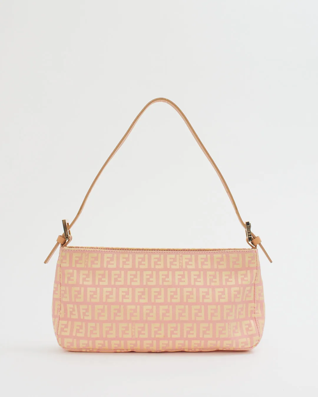 Fendi Pink/Cream Zucchino Print Shoulder Bag