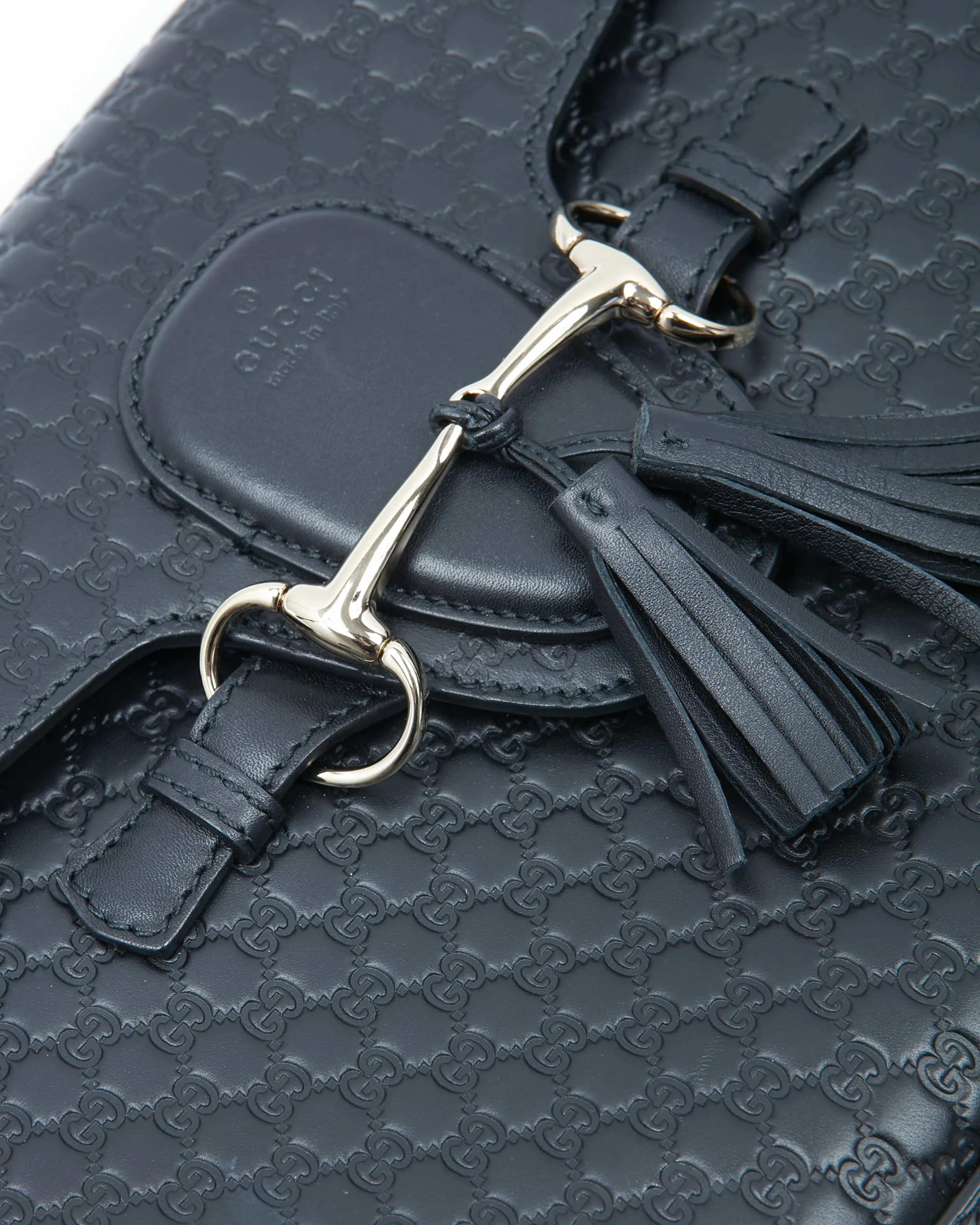 Gucci Black Leather Microguccissima Emily Medium Shoulder Bag